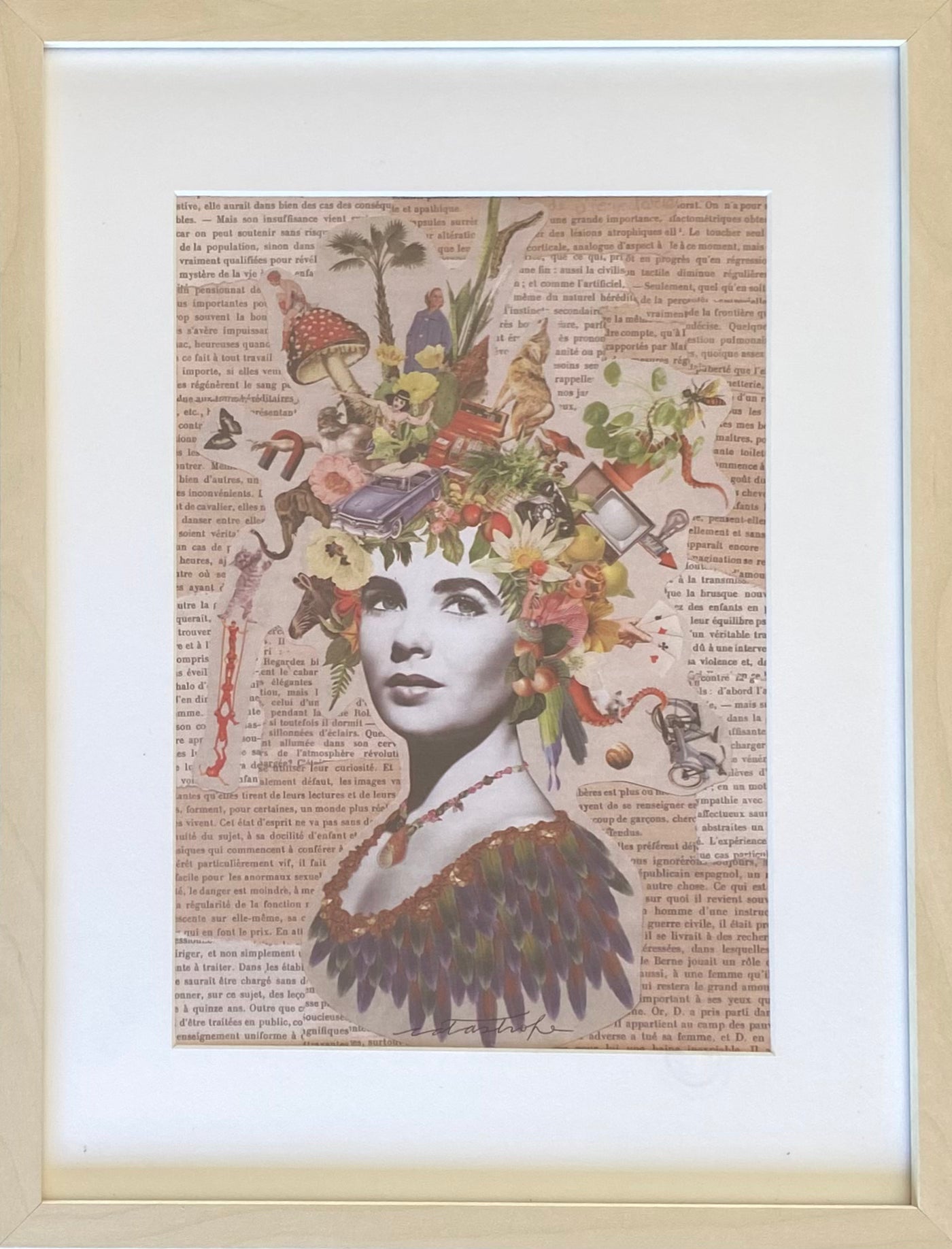 COLLAGE, MUJER MIL COSAS EN LA CABEZA